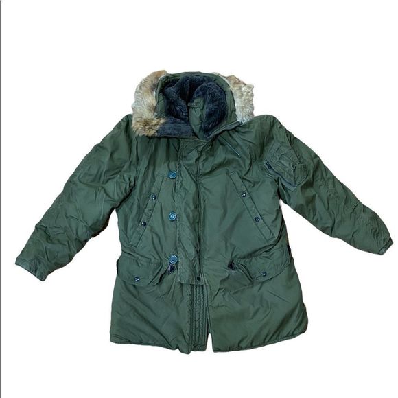Air Force  parka. vintage. Circa 1960s. Fur lining in hood, pockets.  VERY HEAVY - Picture 1 of 16